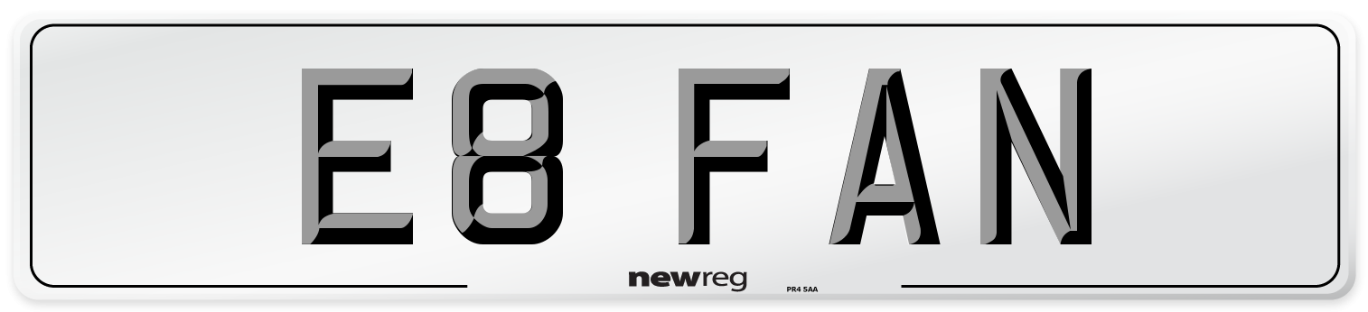 E8 FAN Number Plate from New Reg